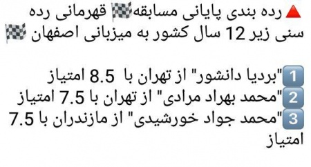 رده بندی نهایی  رده های سنی قهرمانی کشور