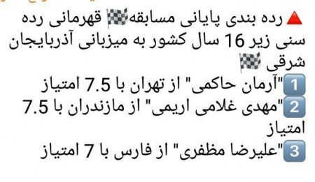 رده بندی نهایی  رده های سنی قهرمانی کشور