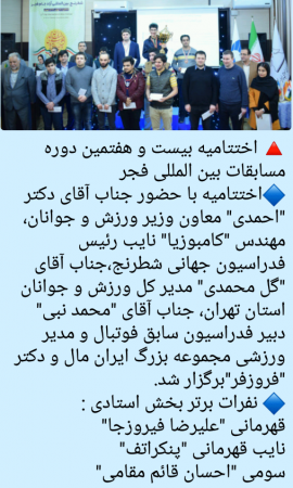 اختتامیه بیست و هفتمین دوره مسابقات بین المللی جام فجر تهران